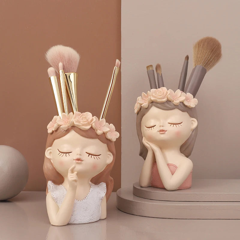 Cute Girl Flower Pot for Succulents, Decorative Planters Girls Portrait Garden Pots for Home Decor Desktop Ornament