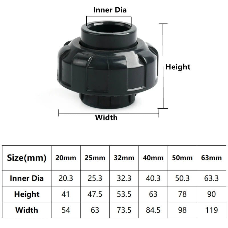 1PC 20~63mm Dark Grey UPVC Pipe Connector Straight Elbow Tee Garden Irrigation DIY Accessories Aquarium Water Tank Supply Joints