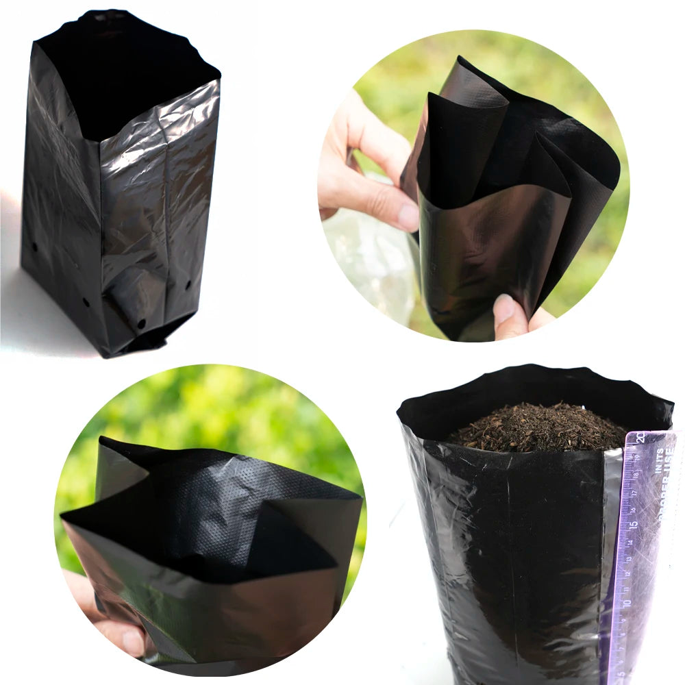 10-100 planting bags PE polybags vegetable nursery bags garden plastic bags peanut thickened planting bags nursery pots