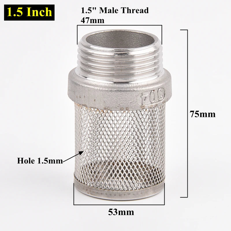304 Stainless Steel Male Thread Mesh Cover Aquarium Fish Tank Water Pump Inlet Filter Screen Garden Irrigation Pump Hose Filters
