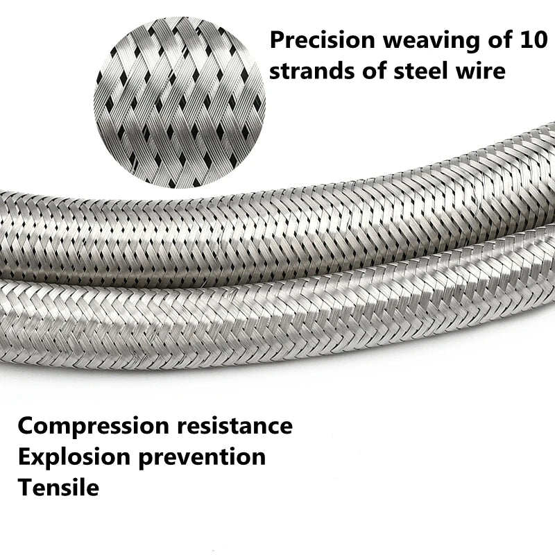 1 PC 1/2, 3/4 Inch 304 Stainless Steel Braided Hose Cold Hot Water Pipe Toilet Faucet Connection Pipe Garden Water Connection