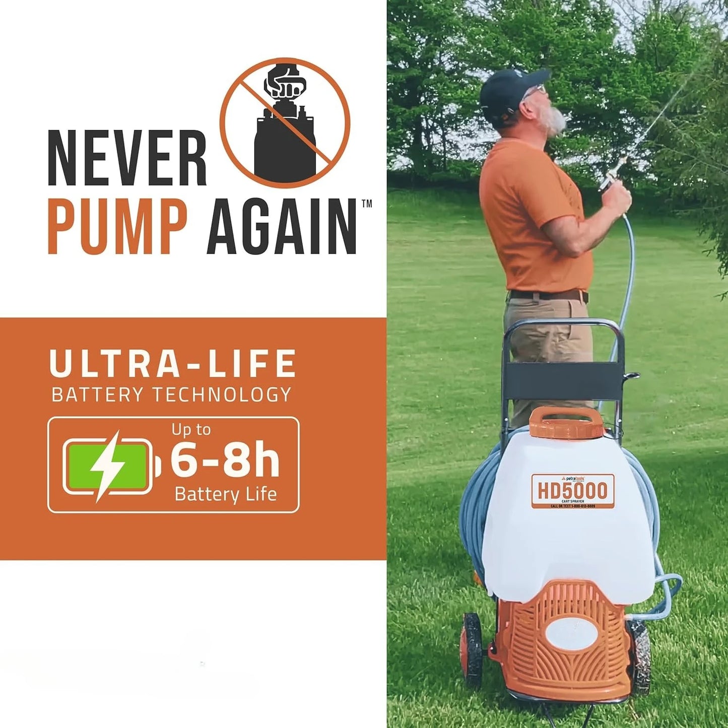 Tools Powered Backpack Sprayer with Custom Fitted Cart and 100 Foot Commercial Hose, 2 Hoses Included, Commercial Quality