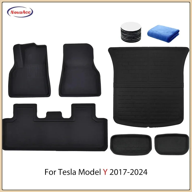 For Tesla Model Y 2017-2024 and Model 3 2021-2025 Highland All Weather Floor Mats Trunk Liners Full Protection Car Accessories