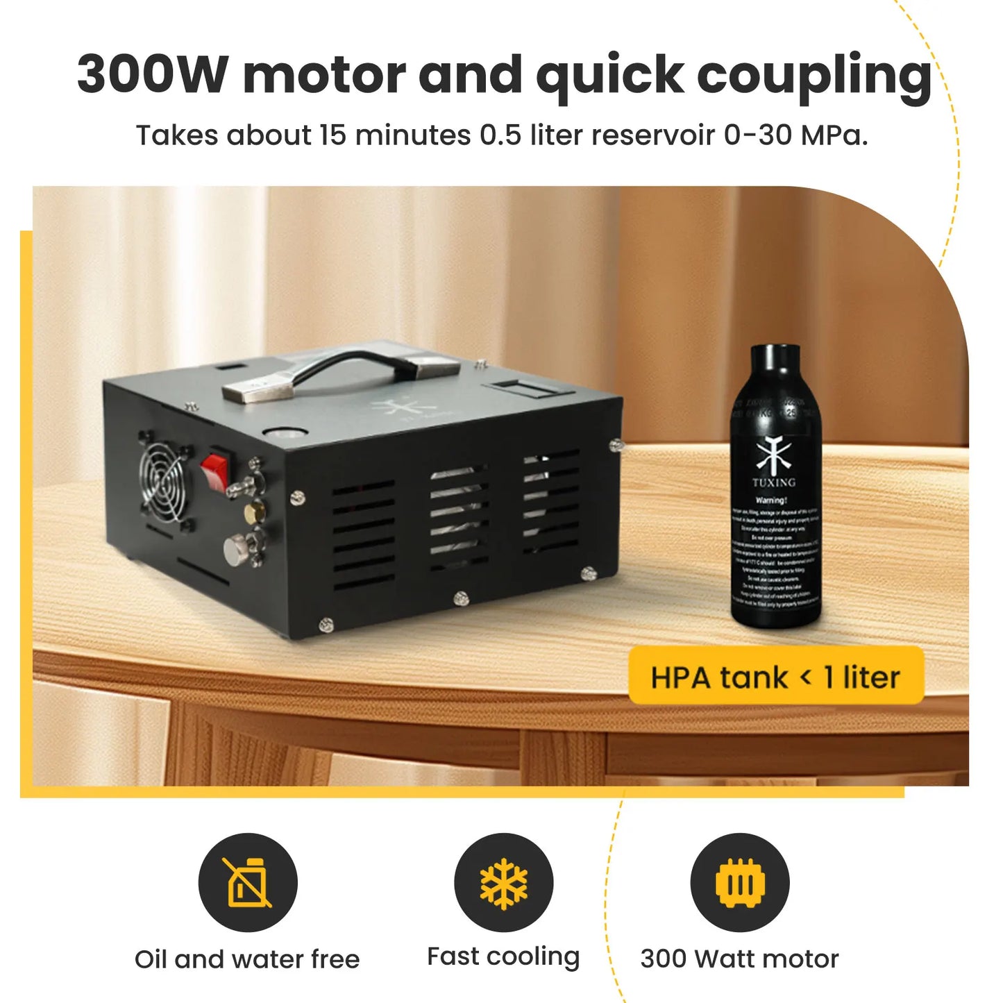 TUXING TXES061 4500Psi PCP Air Compressor 300Bar Portable High Pressure Compressor Built-in Transformer for Diving Tank Airgun