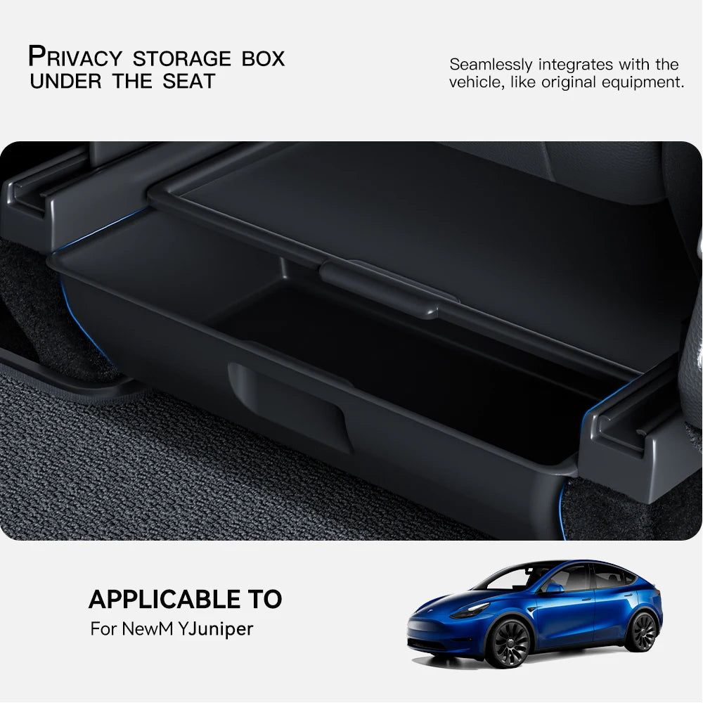 YZ For Tesla Model Y Juniper 2025 Under Seat TPE Hidden Storage Box Drawer Car Organizer Accessories For Tesla Car Accessories