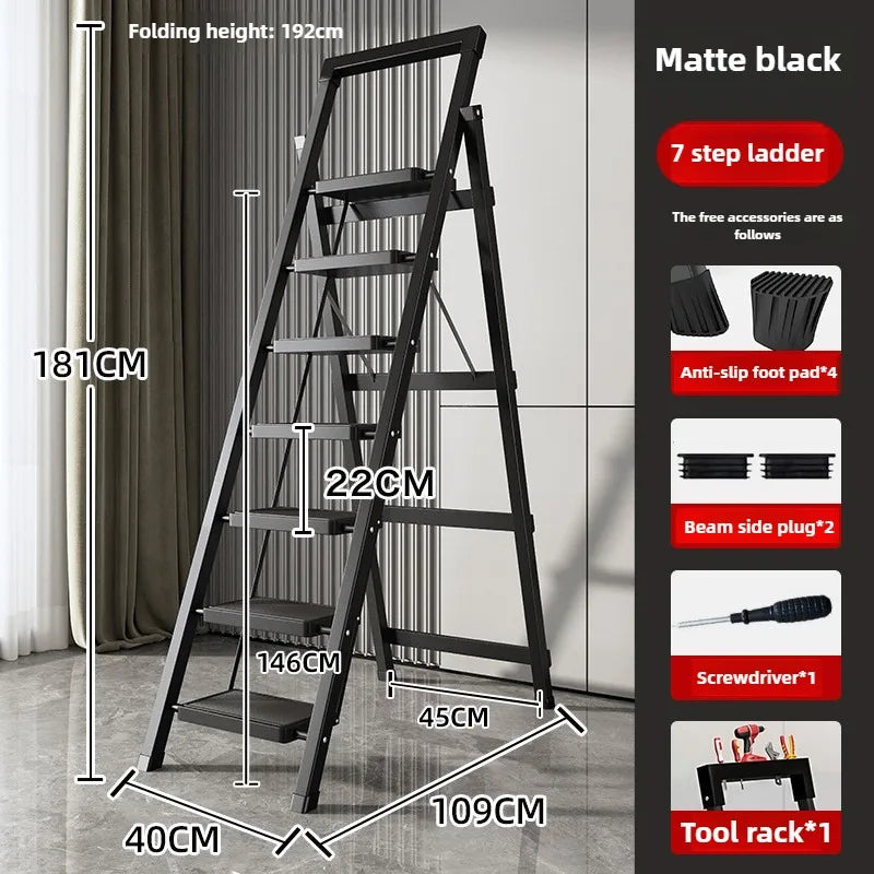 Home ladder stool folding zigzag ladder anti slip pedal ladder indoor