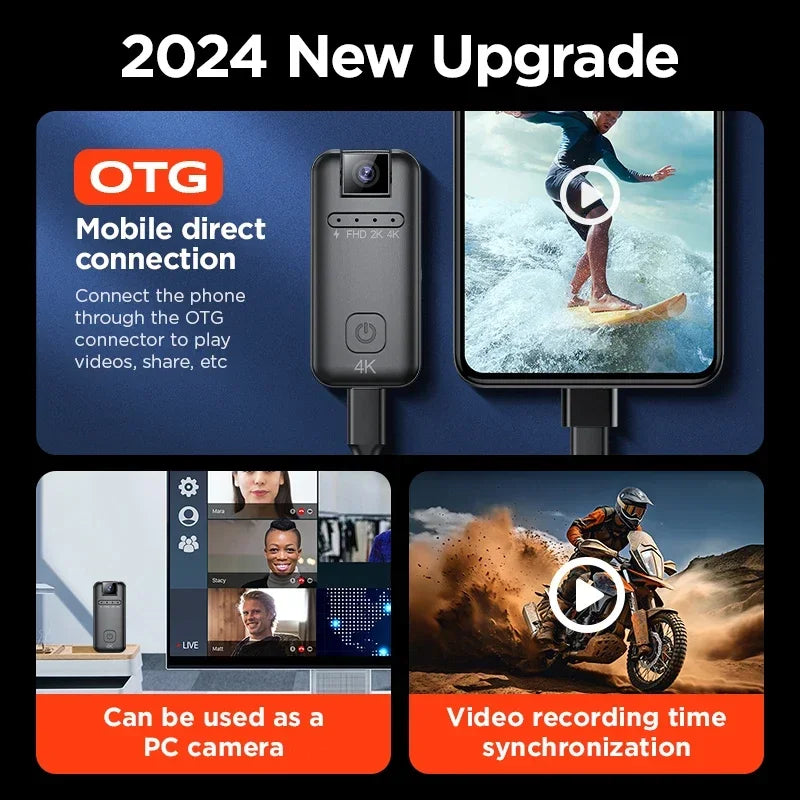 Full HD 4K Micro camera portable recording equipment for riding motorcycles, bicycles, police law enforcement recorders, extrem