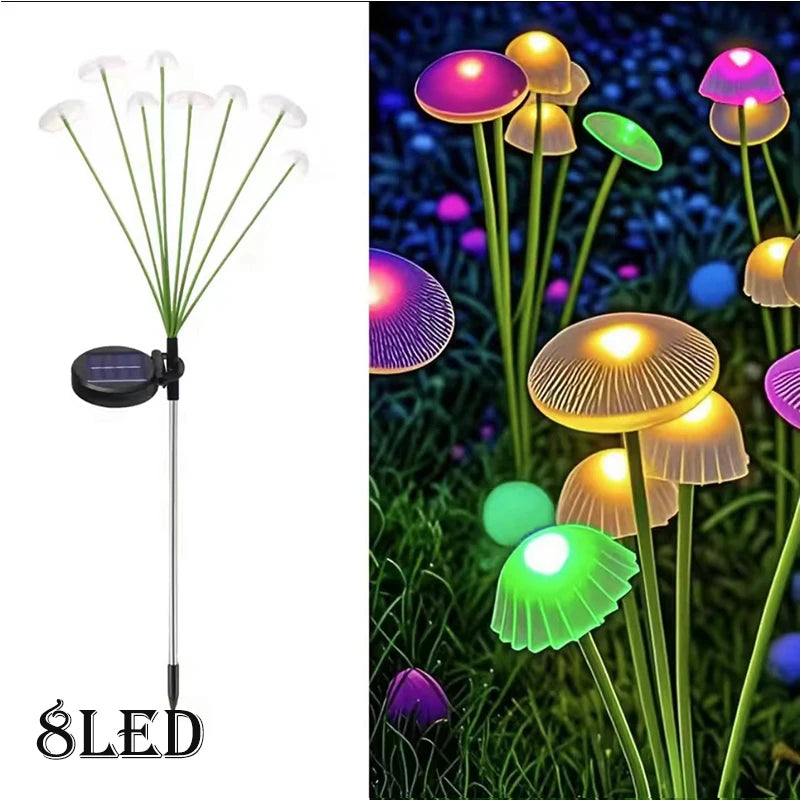 Solar Garden Light, Mushroom Lights Outdoor, IP65 Waterproof Firefly Swaying Lamp, Jellyfish Outdoor Decor for Garden
