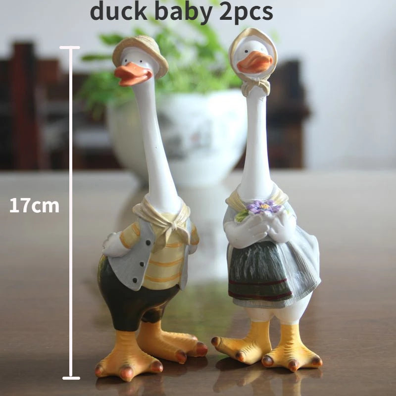 DIY Handmade Idyllic Simulation Resin Duck Animal Home Garden Courtyard Decoration Balcony Patio Decoration Garden Decor Statues