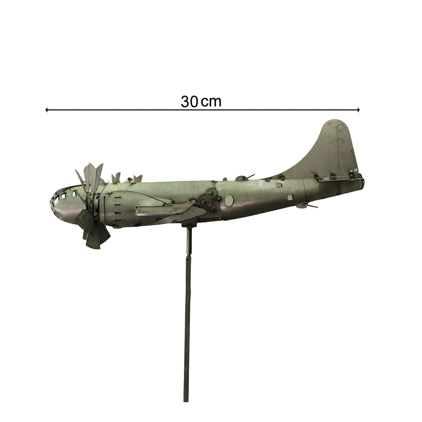 3D Wind Spinner Plane Metal Airplane Weather Vane Plug-in Windmill Outdoor Roof Wind Direction Indicator Ornaments Garden Decor