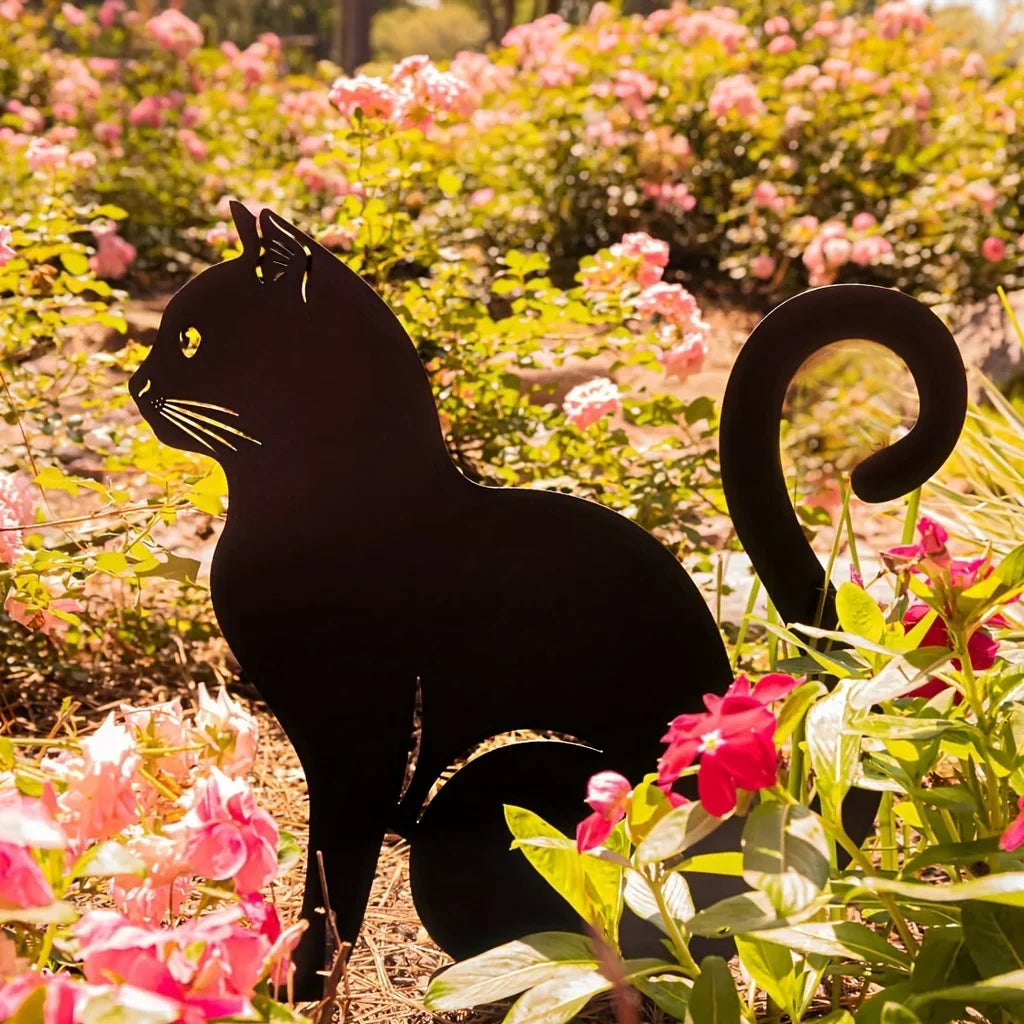 HelloYoung Add a Touch of Whimsy to Your Garden with this Adorable Metal Cat Fence Decoration for Garden Party Decor