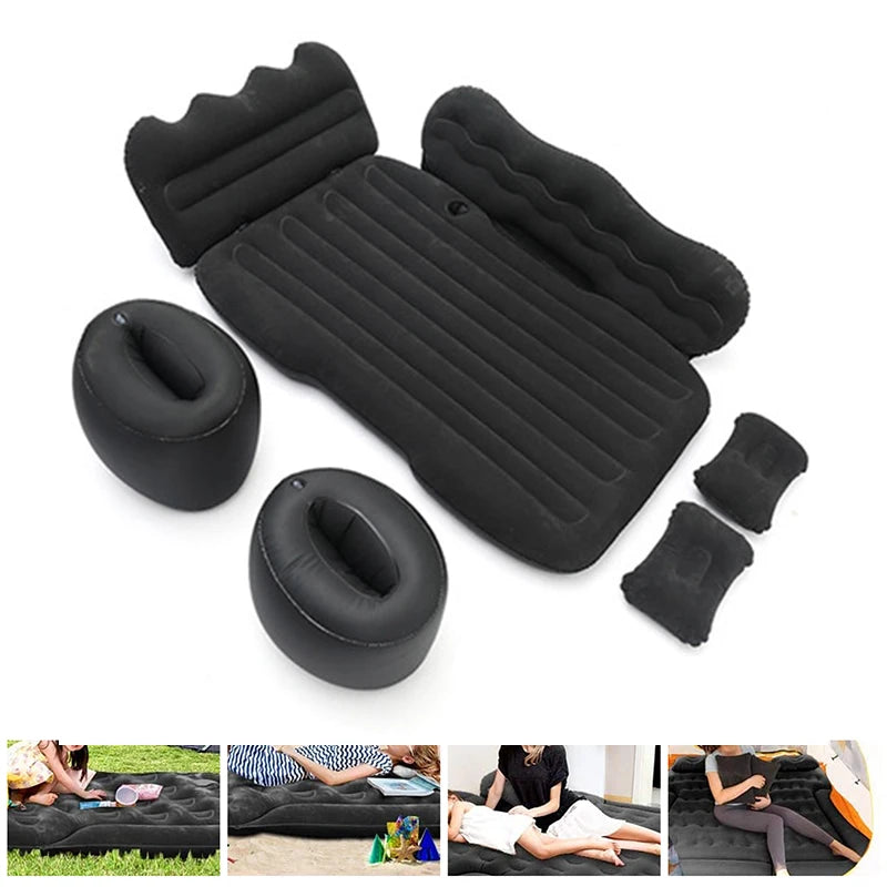 2 Types Car Travel Bed Multifunction Inflatable Travel Mattress PVC Flocking Soft Sleeping Rest Cushion for Car SUV Accessories