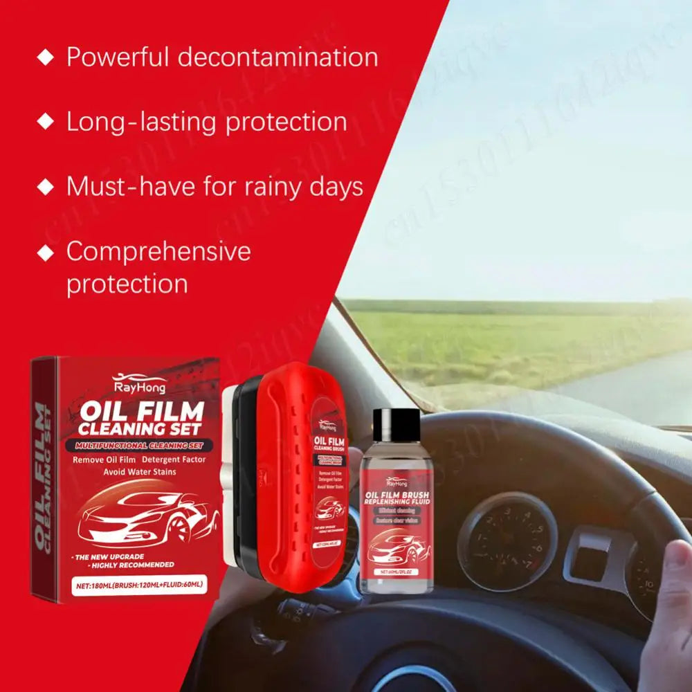 Car Oil Film Cleaning For Car Window Front Rear Windshield Glass Remover Dirt Cleaner Car Glass Cleaning Brush Prevents Rain Fog