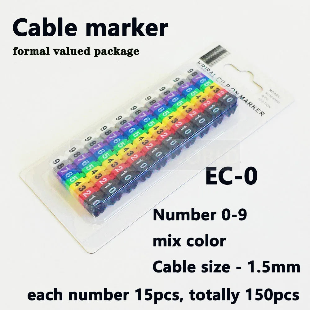 Cable Marker Wire Label EC-0 EC-1 1000pcs Mark Number 0 to 9 Cable Management Colored Wire Protection PVC Wire organizer Sleeves