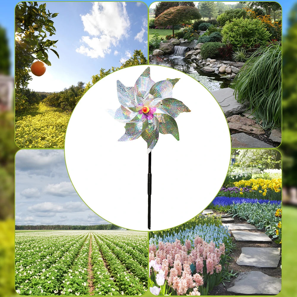 5/10PCS Bird Repeller Reflective Windmill Pinwheel Bird-Scaring Windmill Spinner for Garden Lawn Yard Decor and Keep Birds Away
