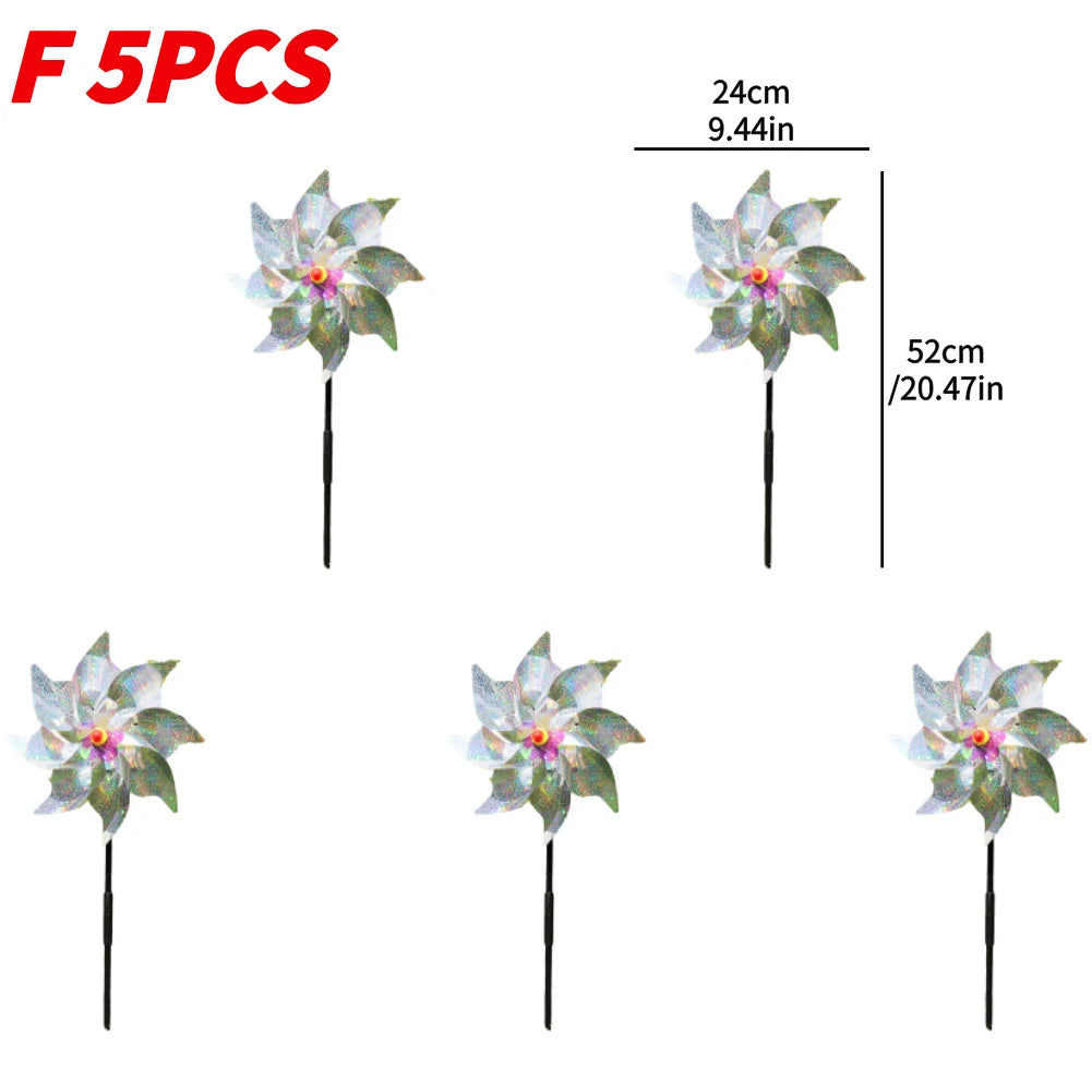 5/10PCS Bird Repeller Reflective Windmill Pinwheel Bird-Scaring Windmill Spinner for Garden Lawn Yard Decor and Keep Birds Away