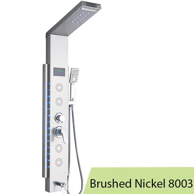 ULGKSD Full Faucet Set System LED Bathroom Showers Panel Hot&Cold Shower Column Rainfall And Waterfall Faucet Bathroom Mixer Tap