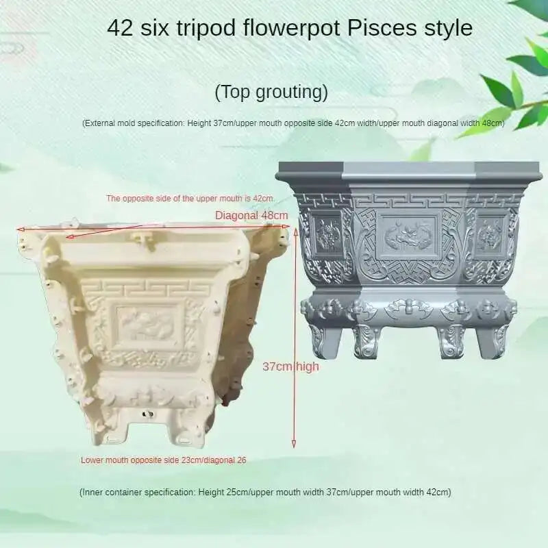 Hexagonal Cement Flowerpot Mold Home Garden Balcony Bonsai Pot Template Concrete Cast-in-place Homemade Plastic Flowerpot Mold