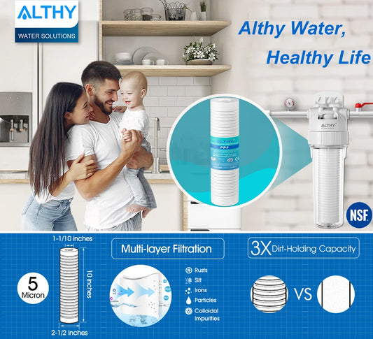 ALTHY 5 Micron Whole House Sediment Water Filter System Prefilter Puri