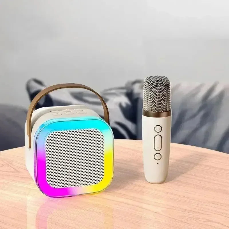 Portable Bluetooth Karaoke Machine - Wireless Speaker w/ 2 Microphones, RGB, for Kids Home Gift | AlluCanFind