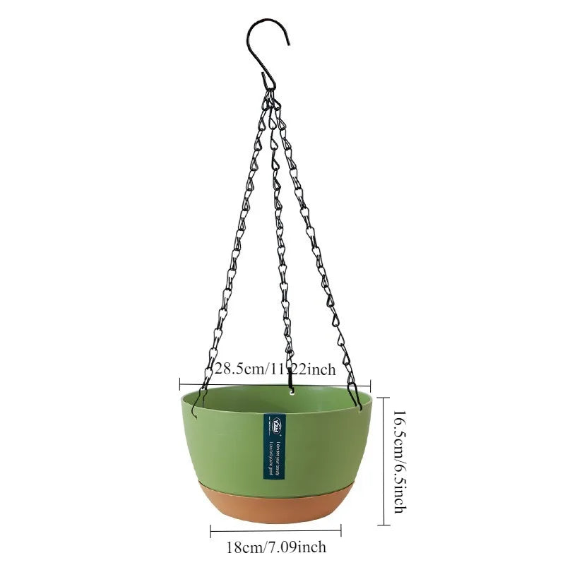 1pcs Nordic Hanging Basket Planter with Chains Thickened Resin Wall-Mounted Flower Pot for Balcony Home Decor