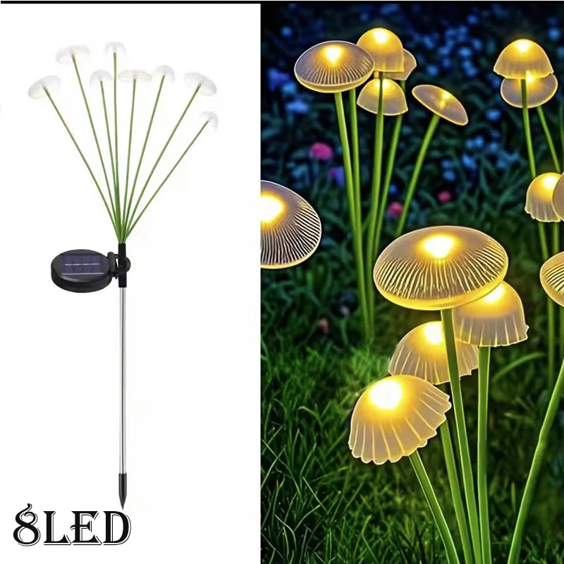Solar Garden Light, Mushroom Lights Outdoor, IP65 Waterproof Firefly Swaying Lamp, Jellyfish Outdoor Decor for Garden