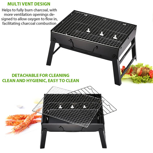 Portable Mini Charcoal BBQ Grill - Stainless Steel Tool Kit for Outdoor Cooking & Camping | AlluCanFind