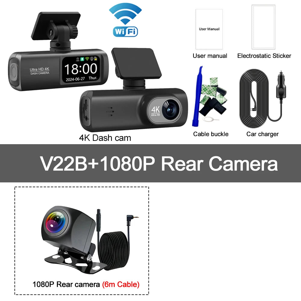 UHD 4K Dash Cam Dual Lens Driving Recorder Car DVR 1080P Rear Lens Cam
