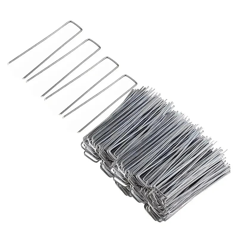 100pcs Landscape Staples, U-Shaped Garden Pins Garden Stakes Staples, Heavy Duty Yard Lawn Tent Stakes Securing Pegs For Weed Ba
