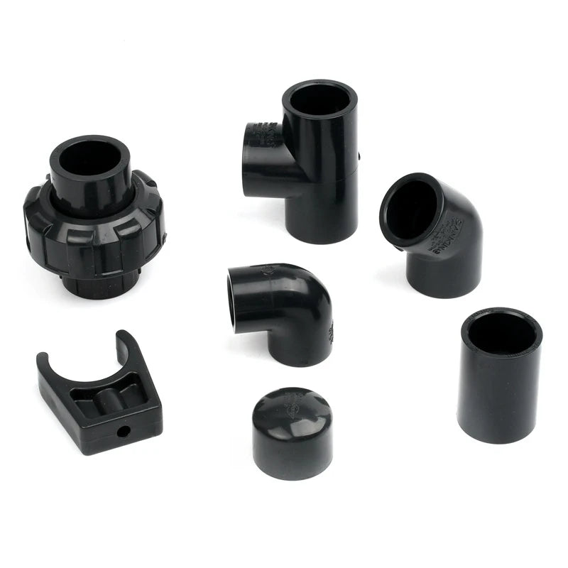 1PC 20~63mm Dark Grey UPVC Pipe Connector Straight Elbow Tee Garden Irrigation DIY Accessories Aquarium Water Tank Supply Joints