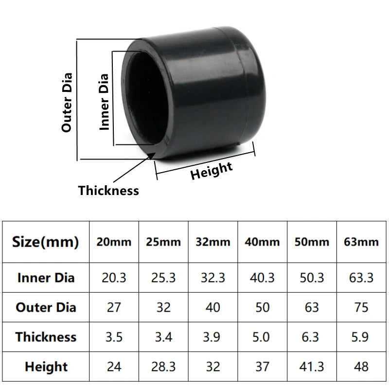 1PC 20~63mm Dark Grey UPVC Pipe Connector Straight Elbow Tee Garden Irrigation DIY Accessories Aquarium Water Tank Supply Joints
