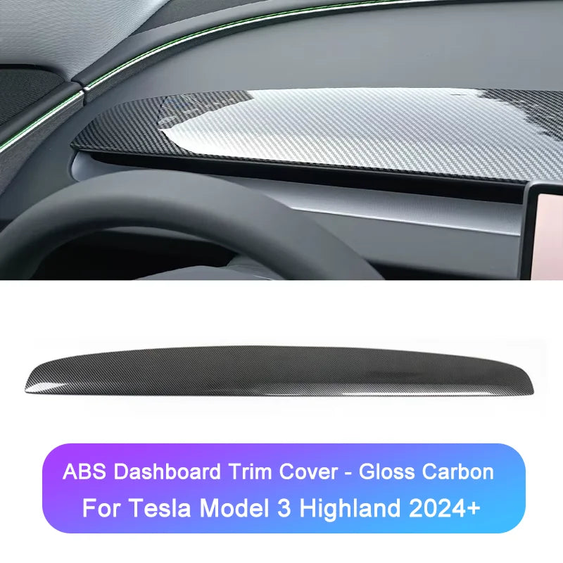 For Tesla Model 3 Highland 2025 2024 Dashboard Cover ABS Carbon Fiber Air Outlet Panel Cover Trim Sticker Interior Accessories