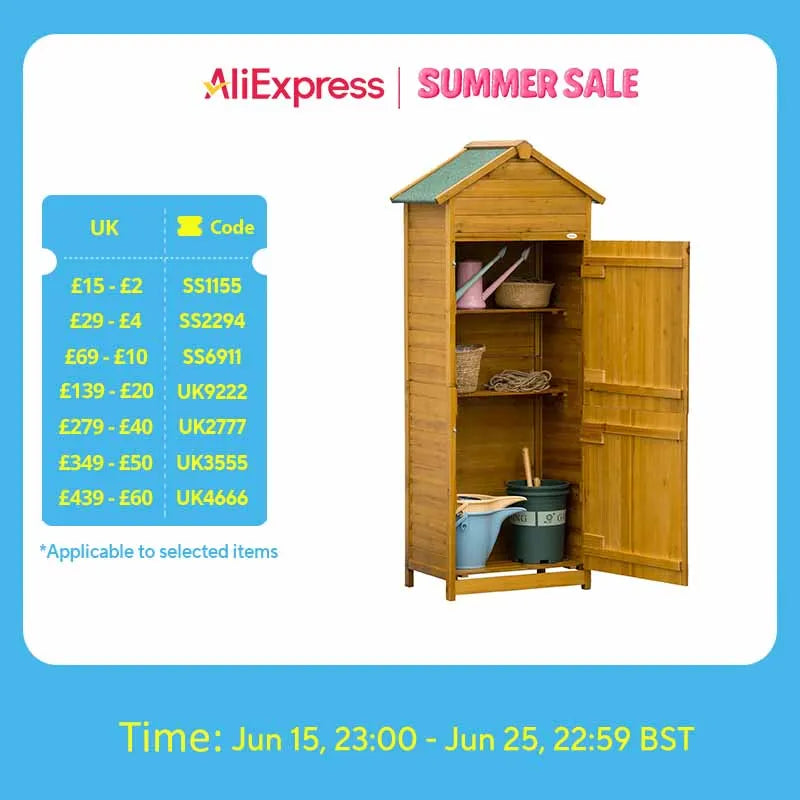 Wooden Garden Storage Shed Tool Cabinet W/两个 Lockable Door 191.5X79X49Cm
