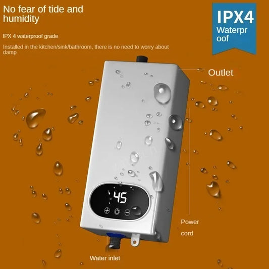 Instant Water Heater 220V 4500W Portable Electric Heaters for Bathroom Hot Water Shower and Home Kitchen Heating