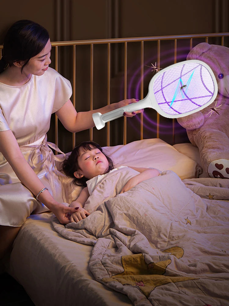 USB Electric Shock Mosquito Lamp Portable Handheld USB Charging Fly Swatter Electric Shock Triple-layer Mesh Lamp Home Tools