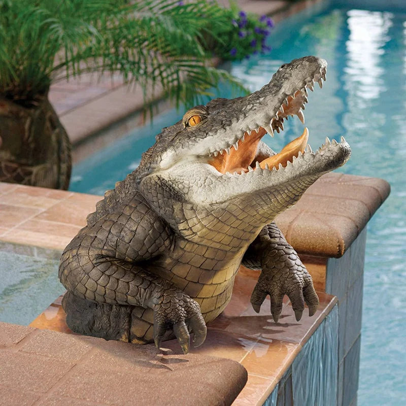 1 Piece Crocodile Head Courtyard Pond Floating Animal Ornaments Park Pool Simulation Ornaments Outdoor Decor Gardening