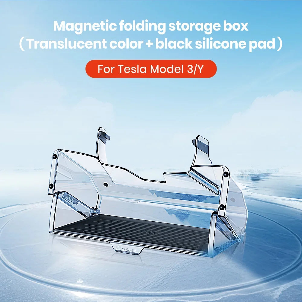 YZ For 2021-2024 Tesla Highland Model 3 Y Tray Magnetic Under Screen Hidden Storage Box Magnetic Hidden Pro Screen Storage Box