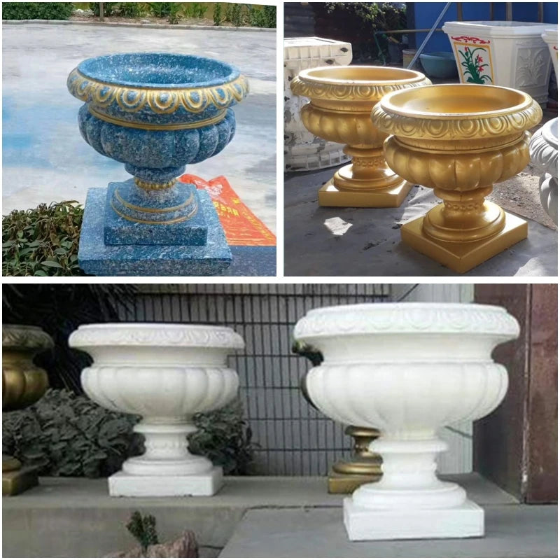 Classic Round Cement Flower Pot Mold, Durable ABS Plastic Planter, Round Cup Vase, Outdoors Bonsai Urn Mold, Dia 42cm/ 16.5in