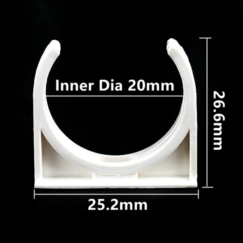 20/25/32/40/50mm White PVC Pipe Clamp UPVC Tube Holder Garden Water Pipe Connector U-shaped Clips Aquarium Fish Tank Accessories