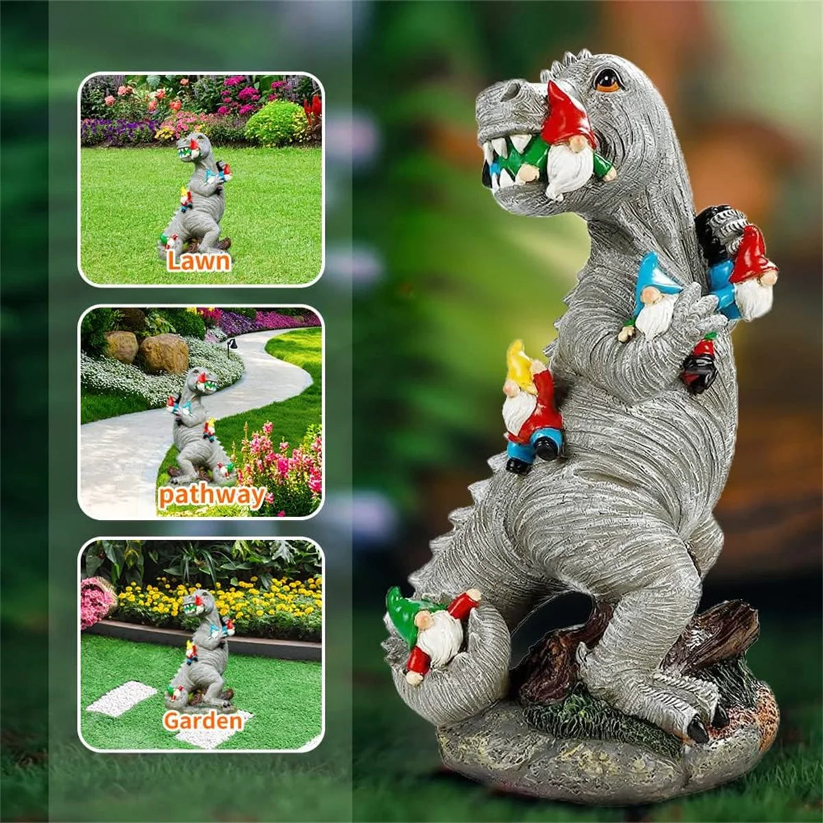 Garden Gnome Statue Outdoor Decor Dinosaur Art Outdoor for Fall Winter Garden Decor Patio Lawn Yard Decoration Housewarming Gift