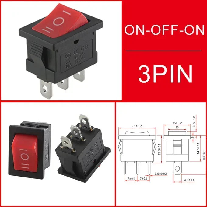 10/30/100Pcs KCD1 Snap-in Boat Rocker Switch Toggle Power SPST ON-OFF 2/3/4 Pin AC 250V 6A 125V 10A 2Pin Position Snap Switch
