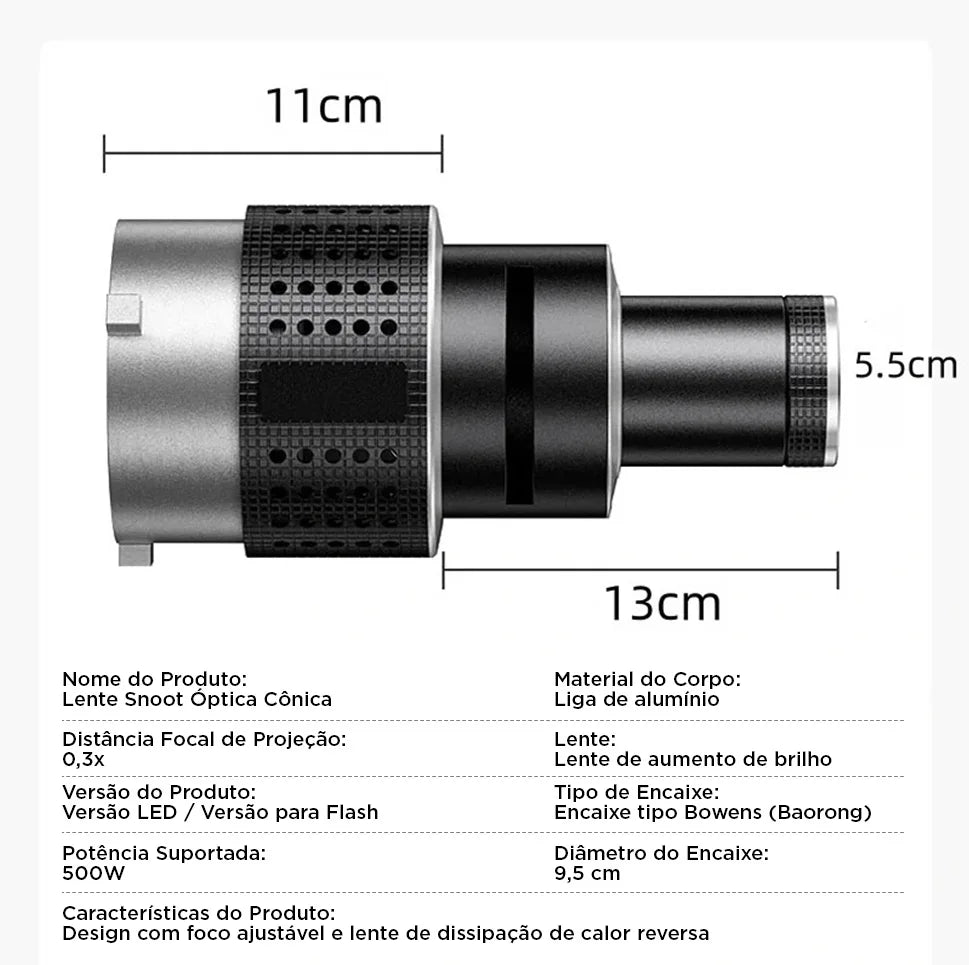 VEDO Photography Flash Snoot Conical Lens Kit Video Modeling Shape Photo Studio With Optical Spotlight 35 Gobo