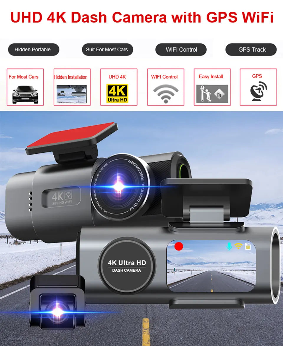 Dash Cam 4K UHD Recording Car Camera DVR Night Vision Video Recorder B