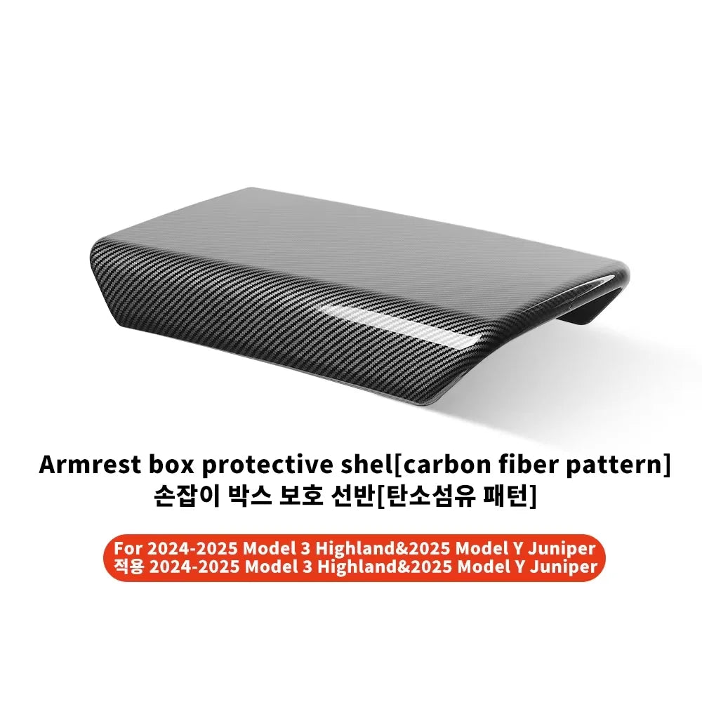 YZ Tesla Model 3 Y Highland Juniper Car Center Console Armrest Pad TPE Soft Case Lid Auto Central Armrest Box Cover Accessories