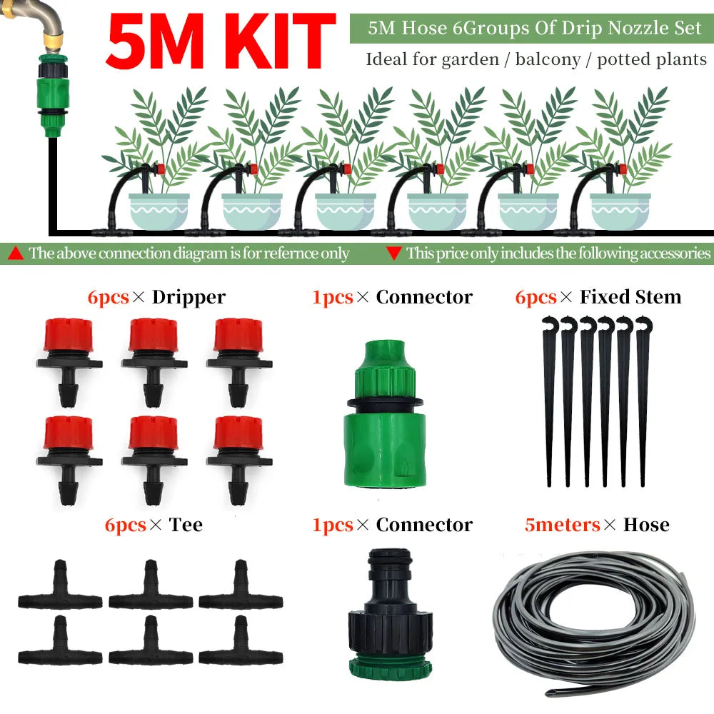 Greenhouse 5M-50M DIY Drip Irrigation System Automatic Watering Garden Hose Micro Drip Watering Kits with Adjustable Drippers