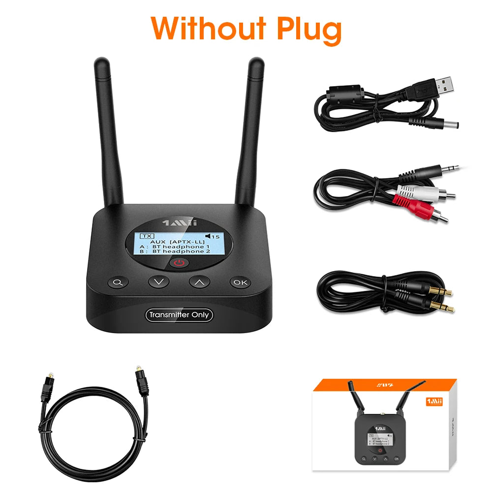 1Mii B06TX+ Bluetooth 5.2 Transmitter Aptx LL/HD/Adaptive,3.5mm AUX Bluetooth Adapter for PC/TV/Home Stereo,Plug n Play【Update】