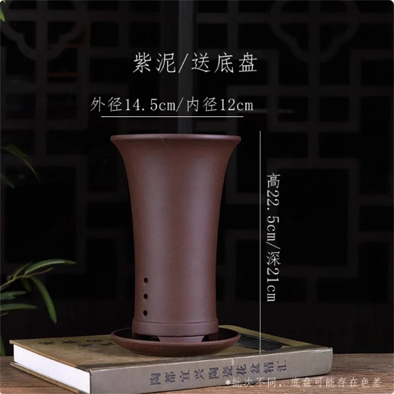 Nature Purple Sand Bonsai Pot, Small Vase,Cymbidium Orchid Plant Pot,Garden,Home Decoration