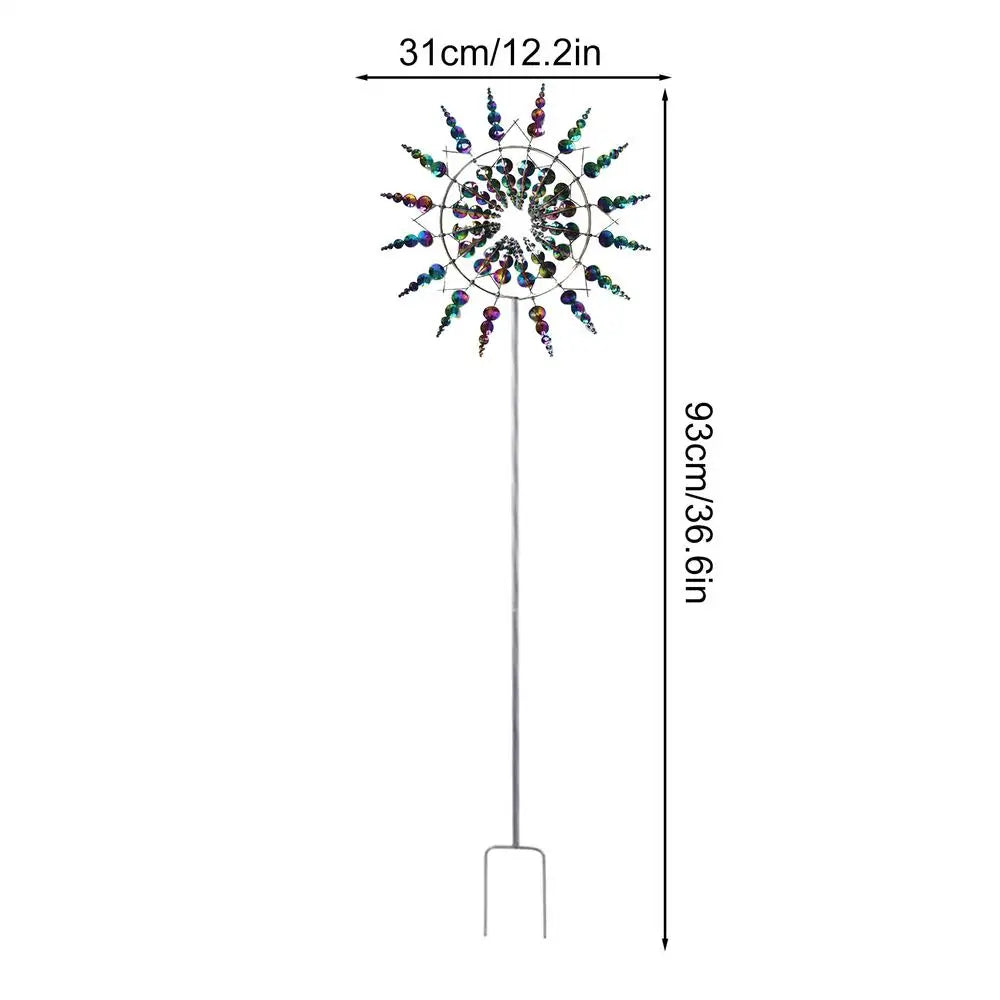 3D Wind Powered Wind Spinners Metal Wind Solar Spinners Garden Iron Windmill Ornaments For Yard And Garden Decor