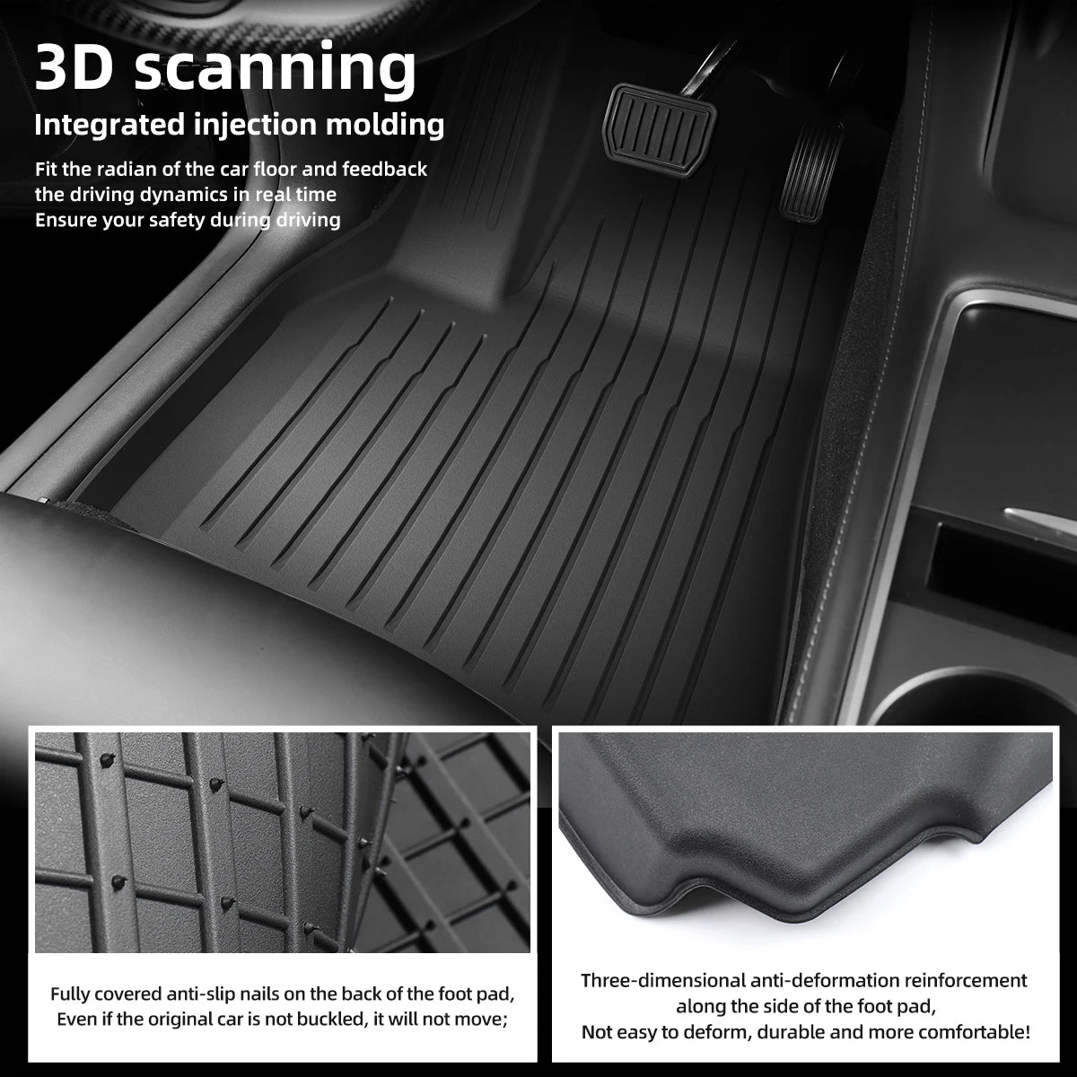 LUCKEASY For Tesla Model Y Floor Mat TPE Waterproof Wear-resistant Protective Mat Model 3 Foot Pad Car Interior Accessories