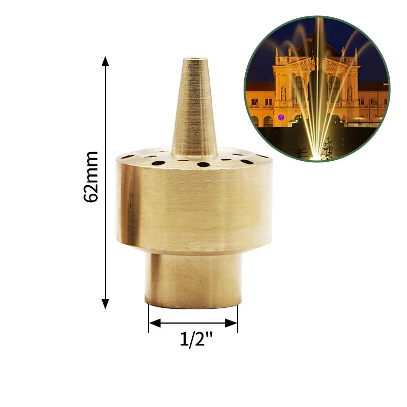 1/2" 3/4" 1" Brass Swimming Pool Decorative Fountain Nozzles Head for Outdoor Music Water Fountain Waterfall Garden Decoration